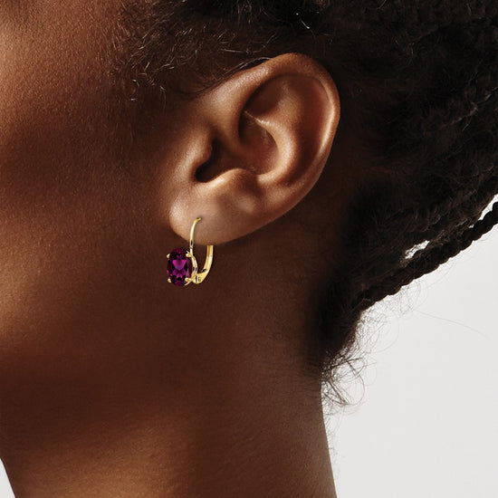 Oval Gemstone Leverback Earrings