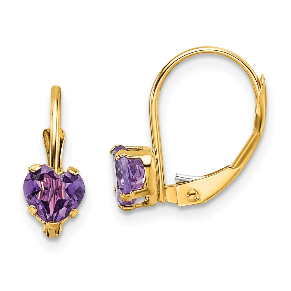 Heart Gemstone Leverback Earrings