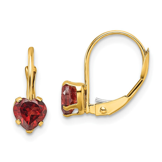 Heart Gemstone Leverback Earrings