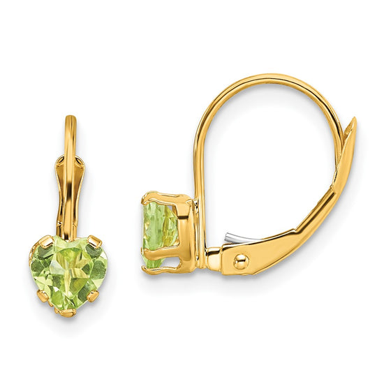 Heart Gemstone Leverback Earrings