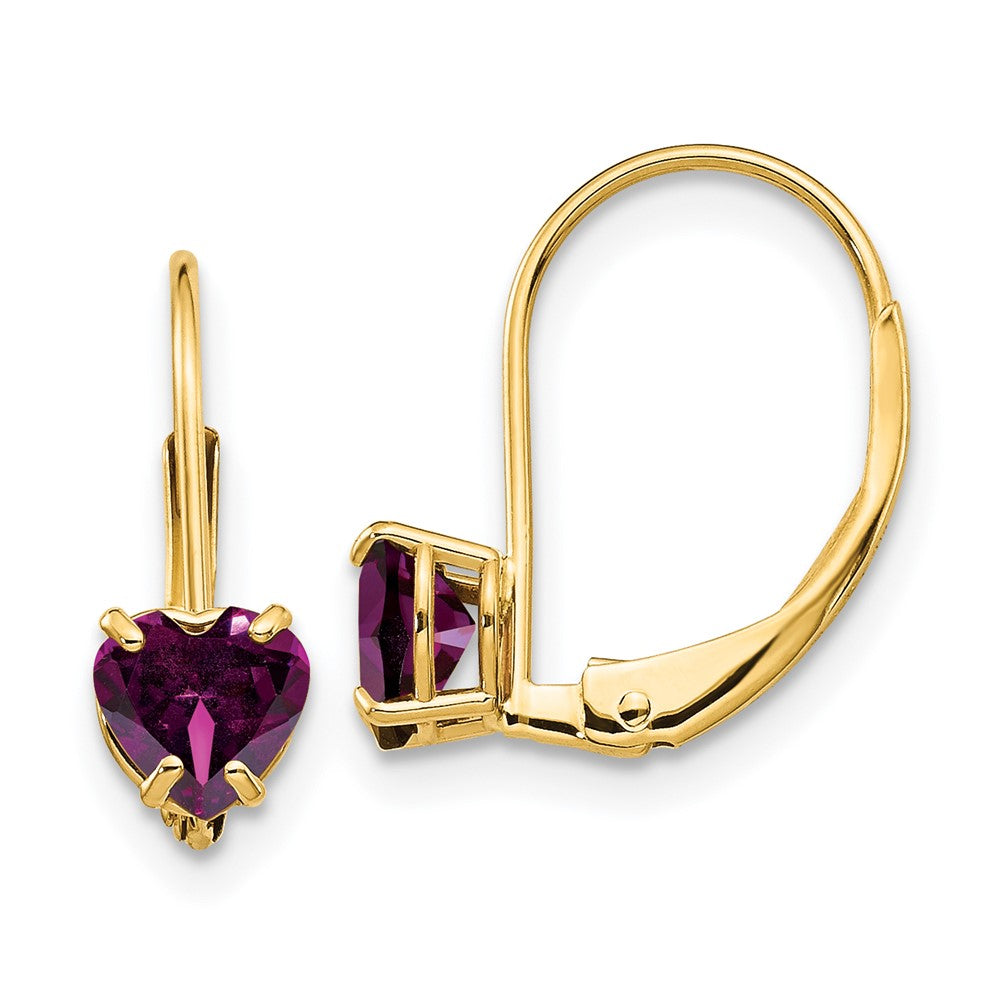 Heart Gemstone Leverback Earrings
