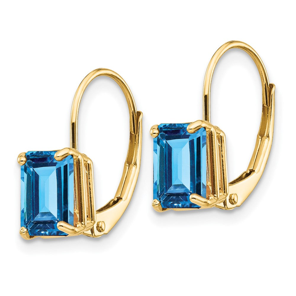 Emerald-Cut Gemstone Leverback Earrings