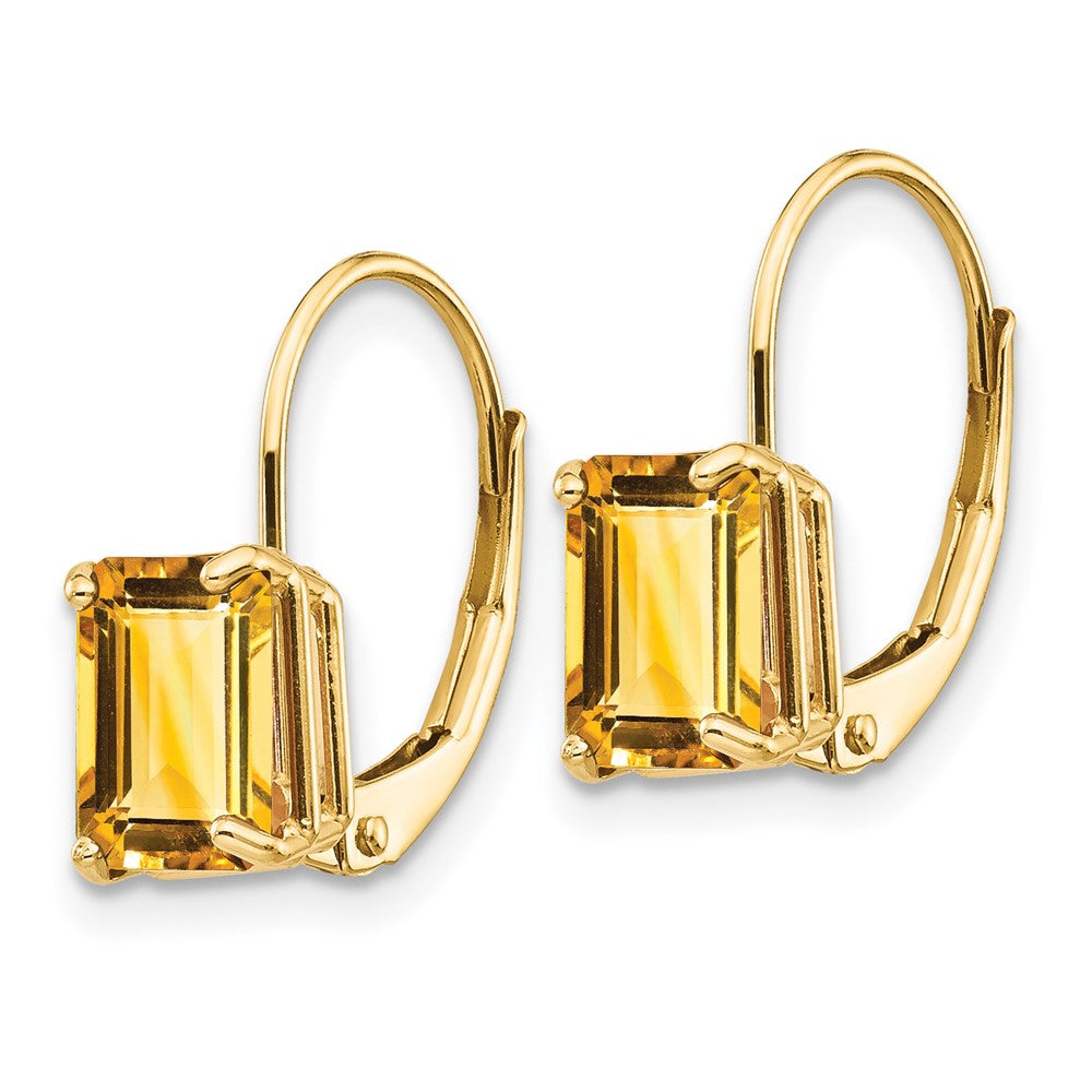 Emerald-Cut Gemstone Leverback Earrings