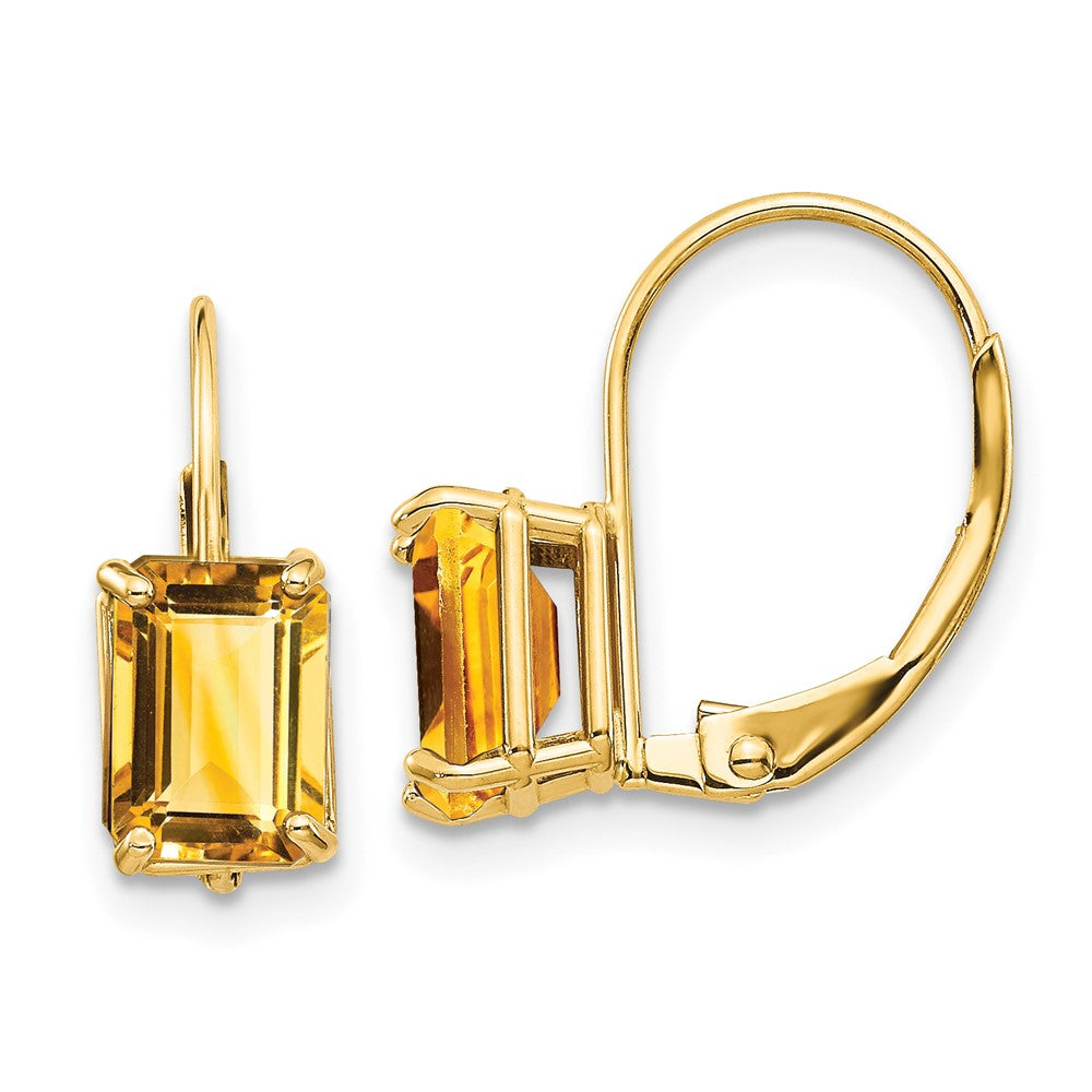 Emerald-Cut Gemstone Leverback Earrings