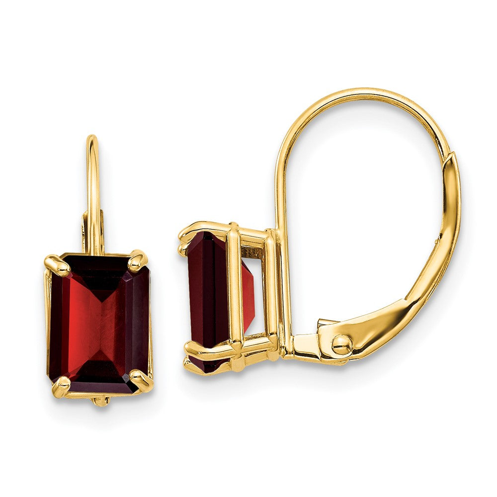 Emerald-Cut Gemstone Leverback Earrings