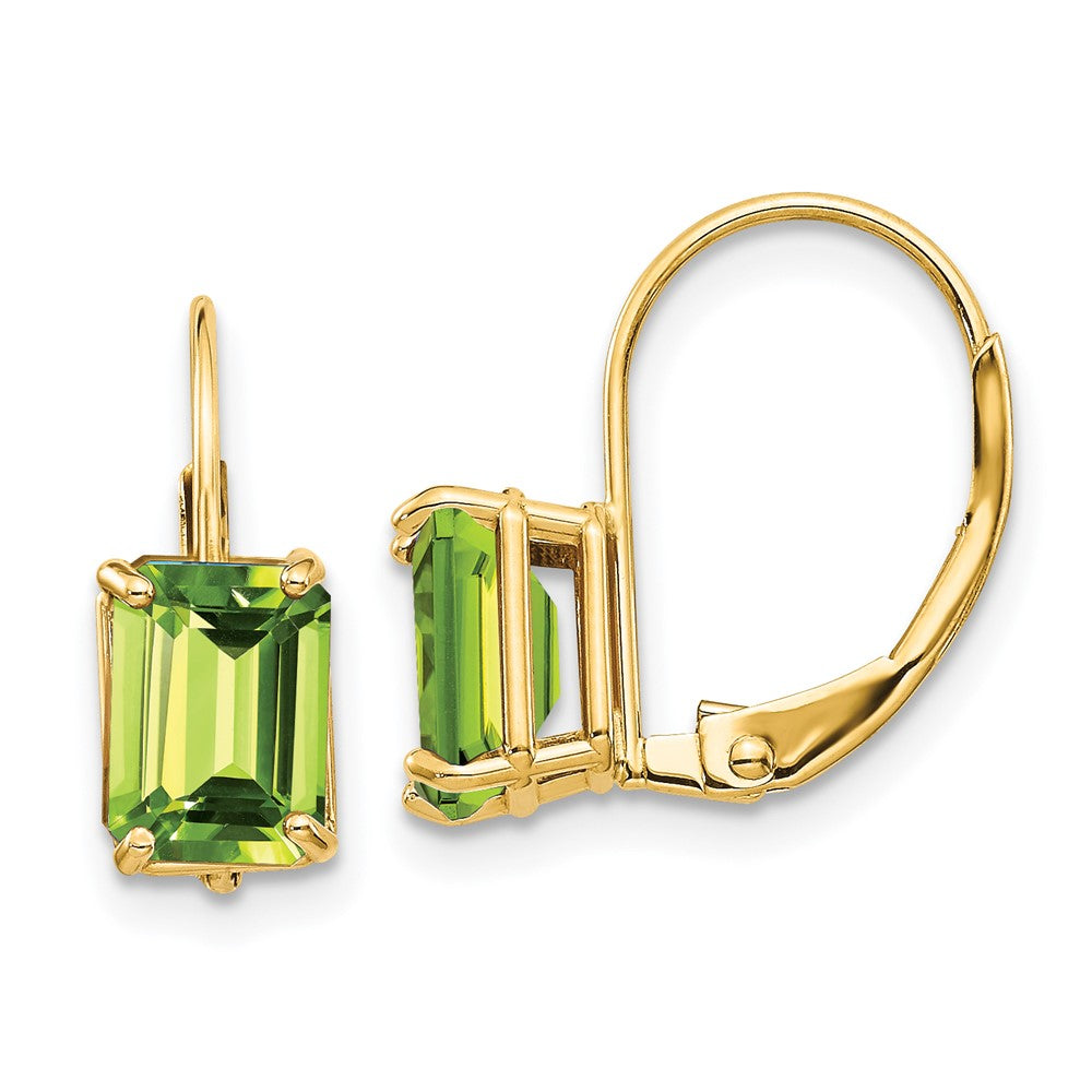 Emerald-Cut Gemstone Leverback Earrings