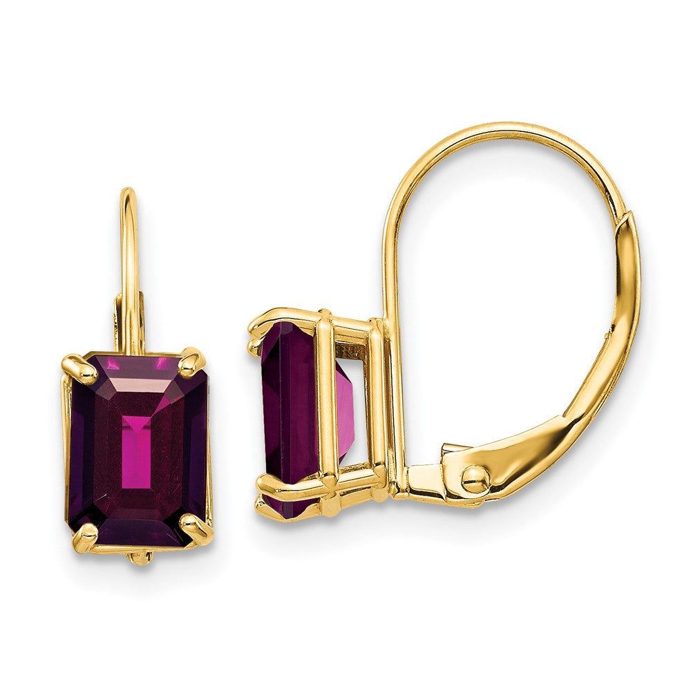 Emerald-Cut Gemstone Leverback Earrings