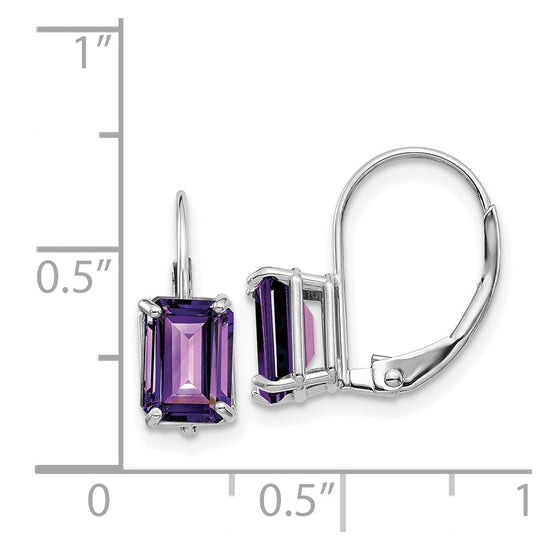 Emerald-Cut Gemstone Leverback Earrings