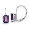 Emerald-Cut Gemstone Leverback Earrings