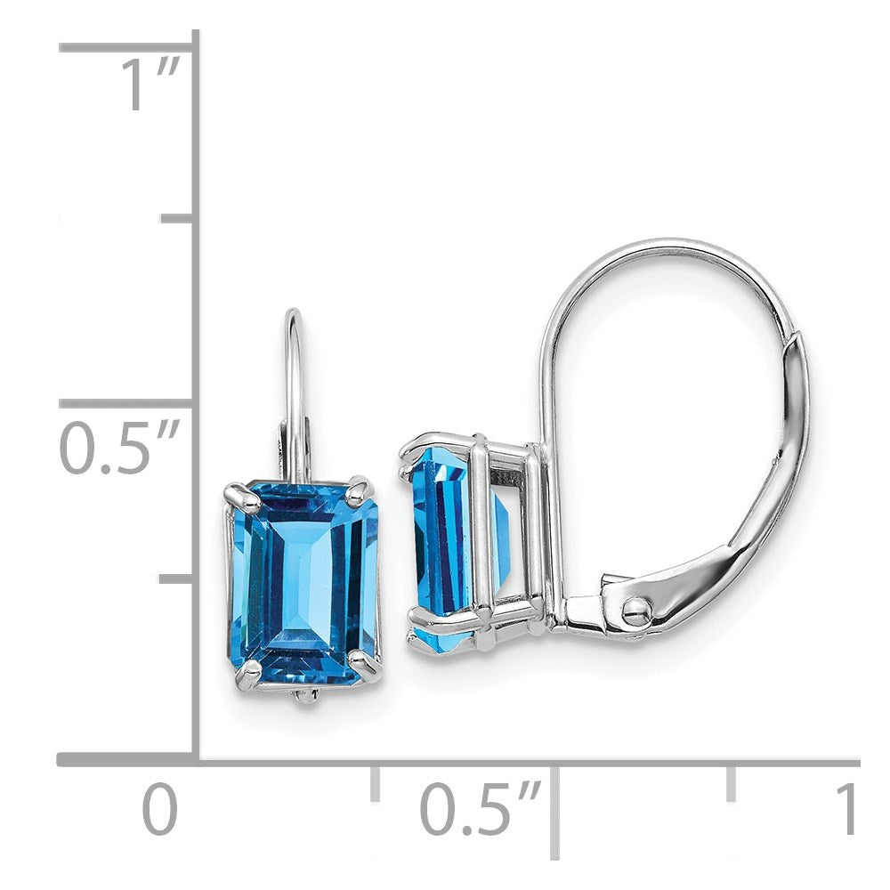 Emerald-Cut Gemstone Leverback Earrings