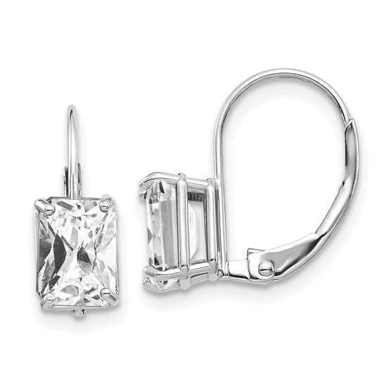 Emerald-Cut Gemstone Leverback Earrings