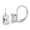 Emerald-Cut Gemstone Leverback Earrings