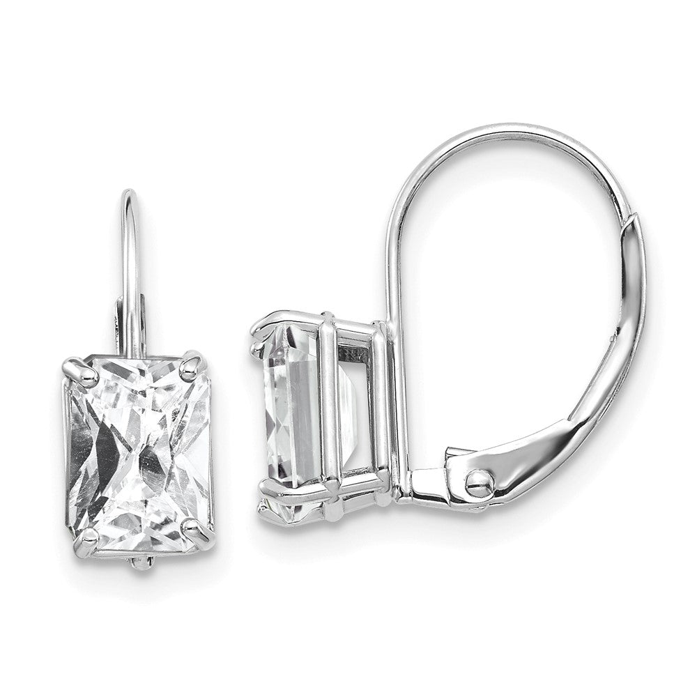 Emerald-Cut Gemstone Leverback Earrings