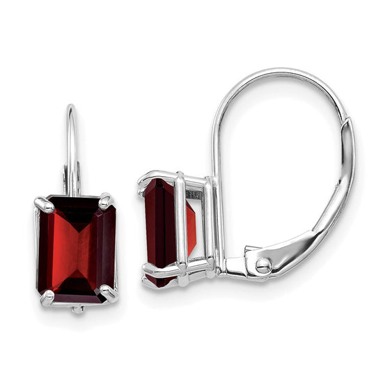 Emerald-Cut Gemstone Leverback Earrings
