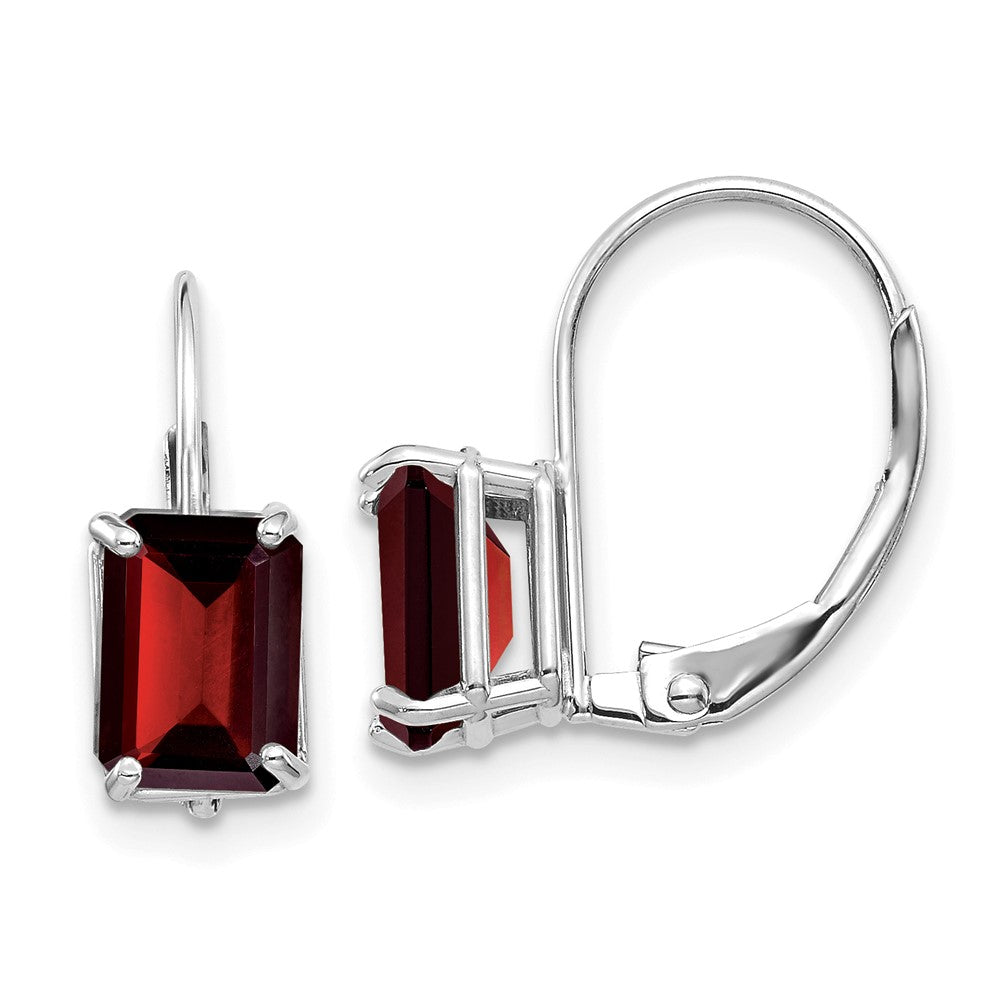 Emerald-Cut Gemstone Leverback Earrings
