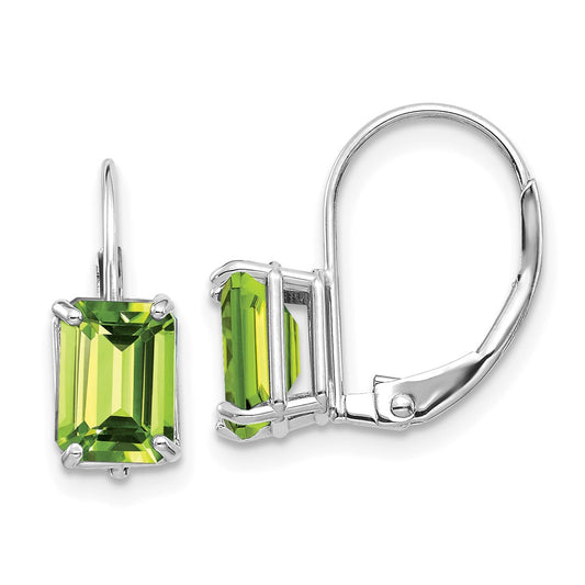 Emerald-Cut Gemstone Leverback Earrings