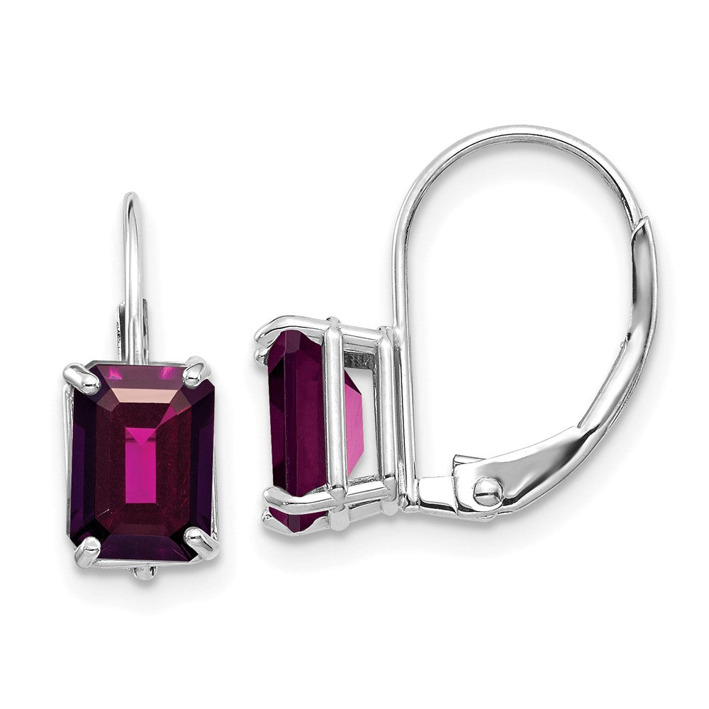 Emerald-Cut Gemstone Leverback Earrings
