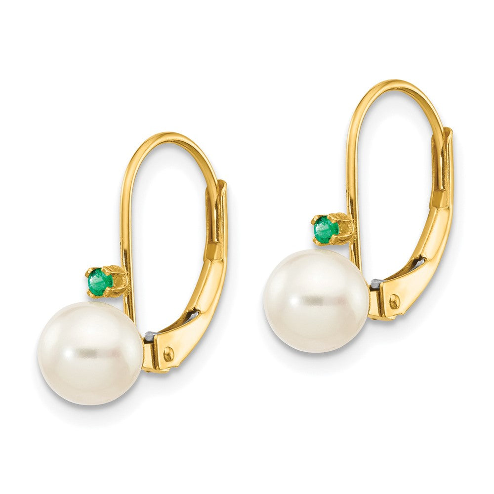 5-5.5 White Round FWC Pearl & Gemstone Leverback Earrings
