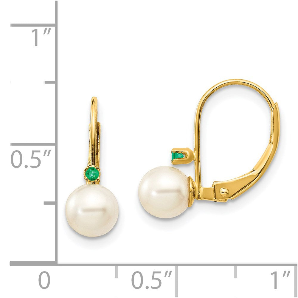 5-5.5 White Round FWC Pearl & Gemstone Leverback Earrings