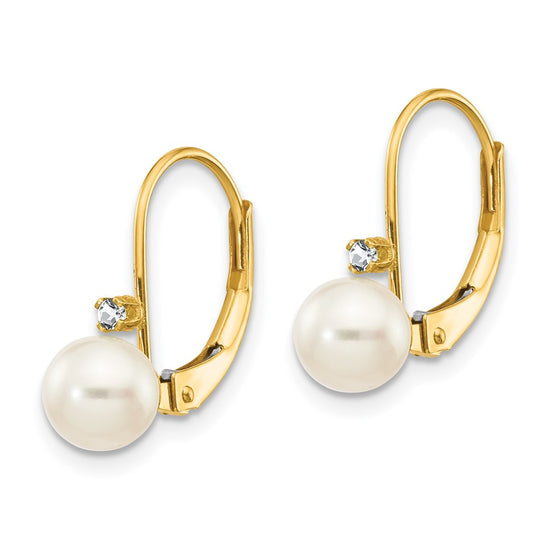 FWC Pearl & Diamond Leverback Earrings