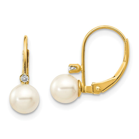 FWC Pearl & Diamond Leverback Earrings