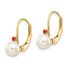 5-5.5 White Round FWC Pearl & Gemstone Leverback Earrings