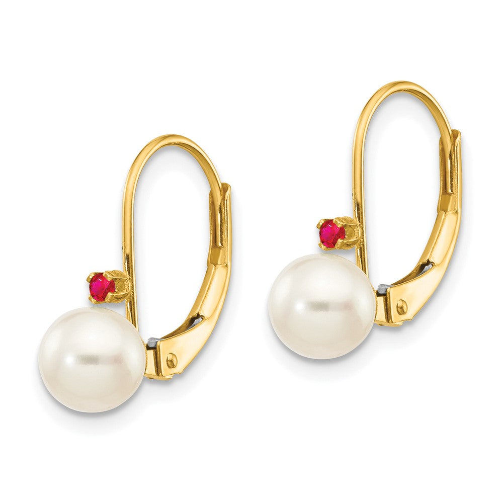 5-5.5 White Round FWC Pearl & Gemstone Leverback Earrings