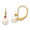 5-5.5 White Round FWC Pearl & Gemstone Leverback Earrings