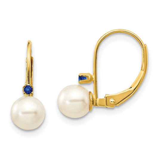 5-5.5 White Round FWC Pearl & Gemstone Leverback Earrings