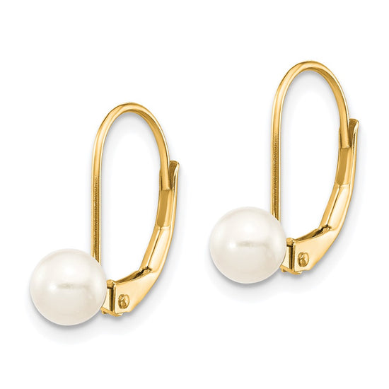 Round Freshwater Cultured Pearl Leverback Earrings