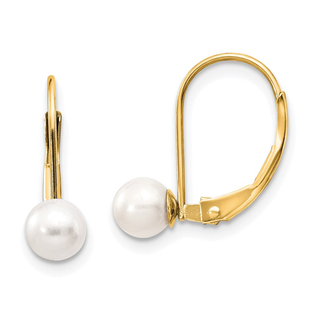 Round Freshwater Cultured Pearl Leverback Earrings