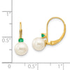 6-6.5 White Round FWC Pearl & Gemstone Leverback Earrings