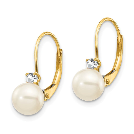 FWC Pearl & Diamond Leverback Earrings