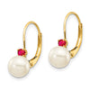 6-6.5 White Round FWC Pearl & Gemstone Leverback Earrings