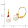 6-6.5 White Round FWC Pearl & Gemstone Leverback Earrings
