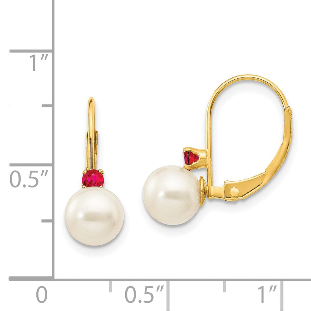 6-6.5 White Round FWC Pearl & Gemstone Leverback Earrings