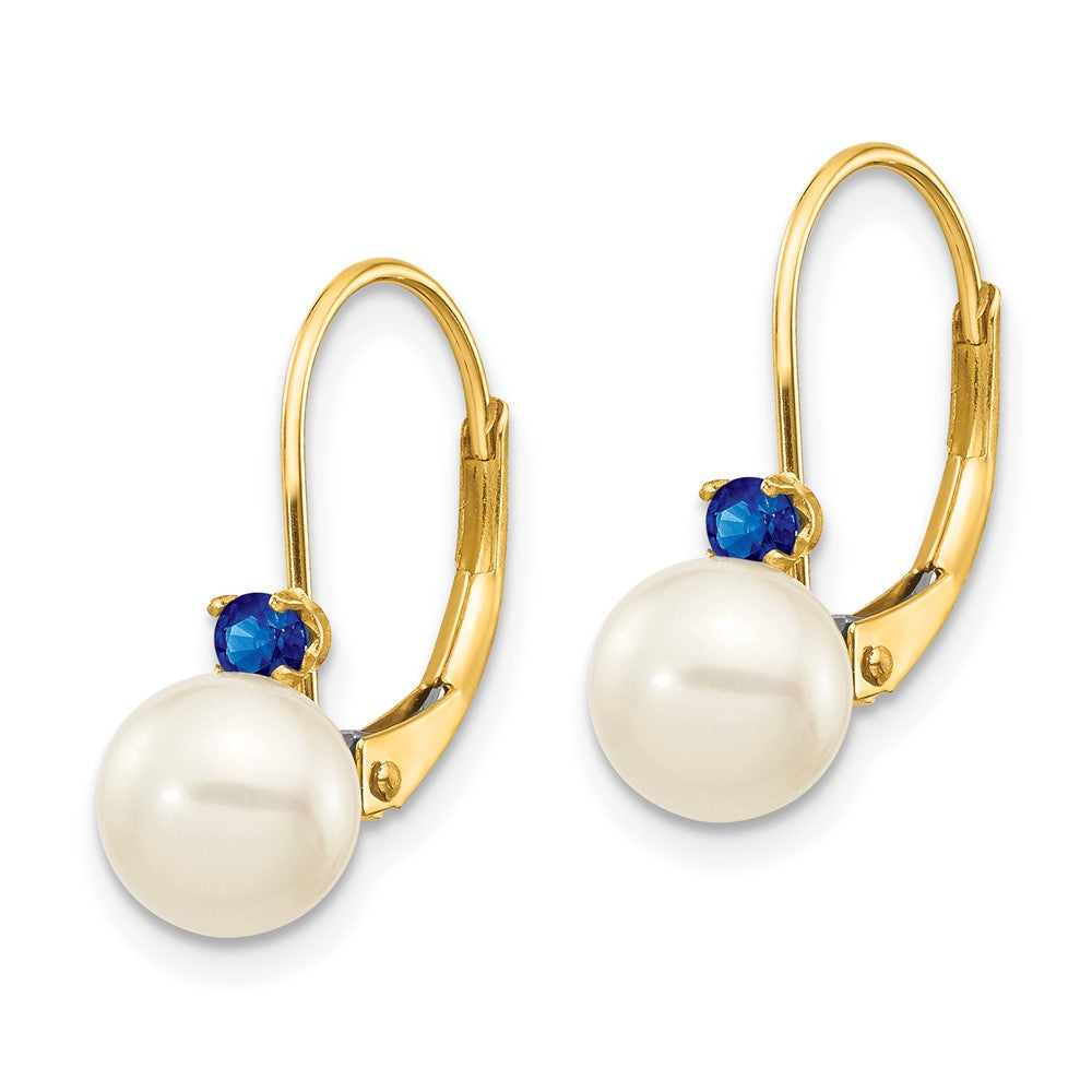 6-6.5 White Round FWC Pearl & Gemstone Leverback Earrings