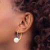 6-6.5 White Round FWC Pearl & Gemstone Leverback Earrings