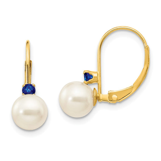 6-6.5 White Round FWC Pearl & Gemstone Leverback Earrings