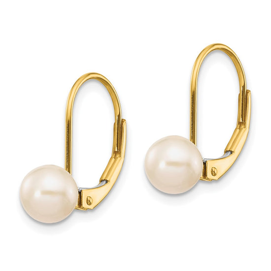 Round Freshwater Cultured Pearl Leverback Earrings