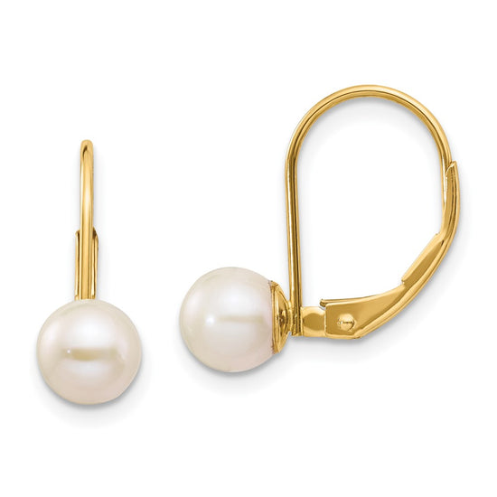 Round Freshwater Cultured Pearl Leverback Earrings