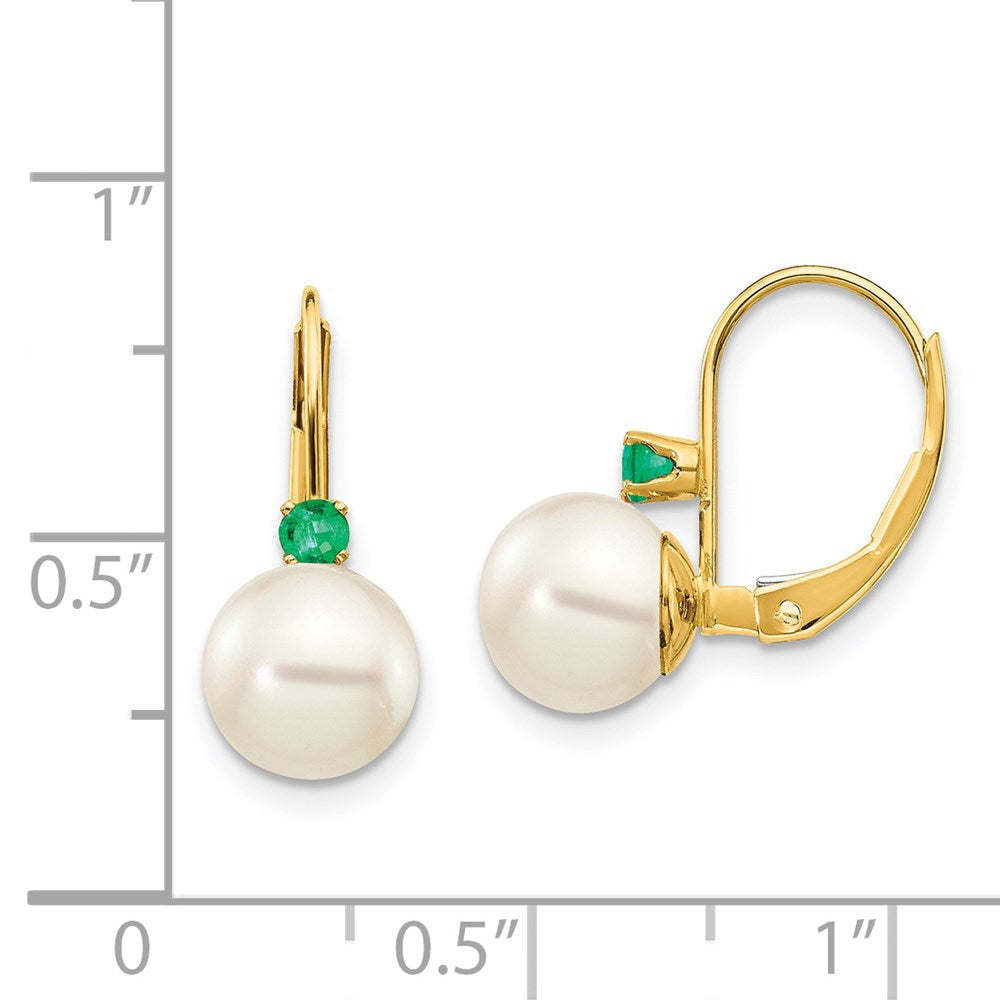 7-7.5 White Round FWC Pearl & Gemstone Leverback Earrings