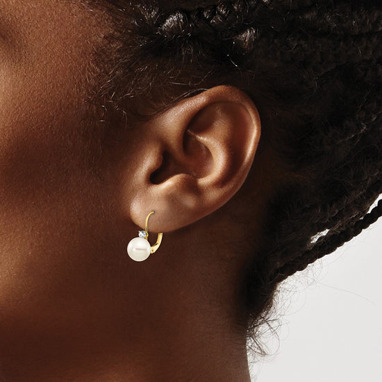 FWC Pearl & Diamond Leverback Earrings
