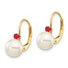 7-7.5 White Round FWC Pearl & Gemstone Leverback Earrings