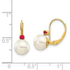 7-7.5 White Round FWC Pearl & Gemstone Leverback Earrings