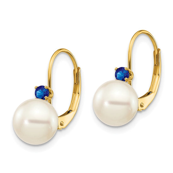 7-7.5 White Round FWC Pearl & Gemstone Leverback Earrings