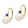7-7.5 White Round FWC Pearl & Gemstone Leverback Earrings