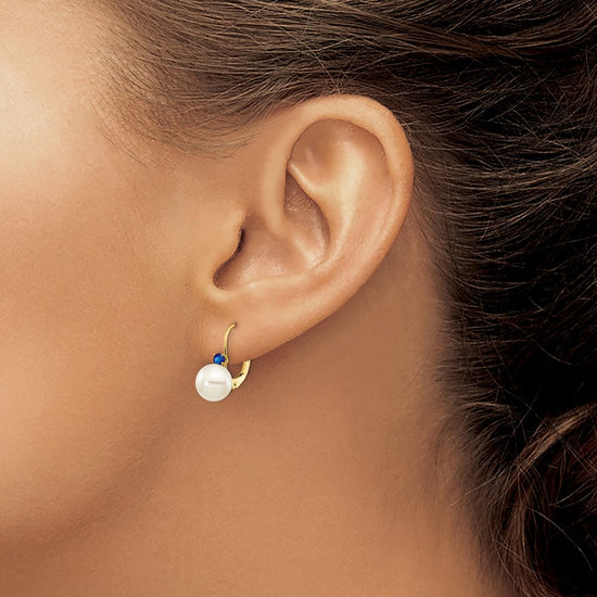 7-7.5 White Round FWC Pearl & Gemstone Leverback Earrings