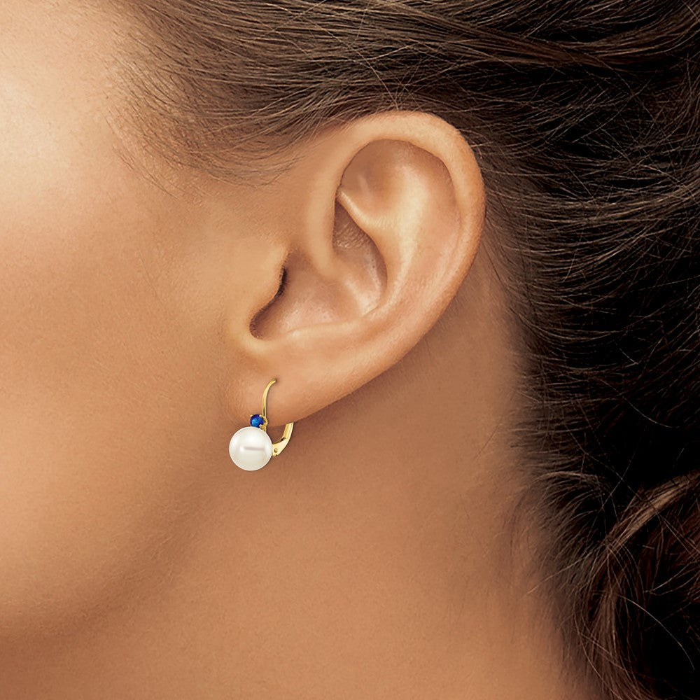 7-7.5 White Round FWC Pearl & Gemstone Leverback Earrings