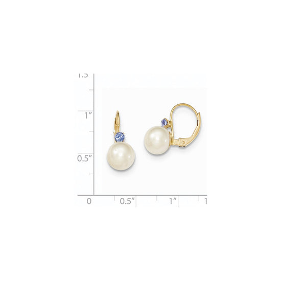 7-7.5 White Round FWC Pearl & Gemstone Leverback Earrings